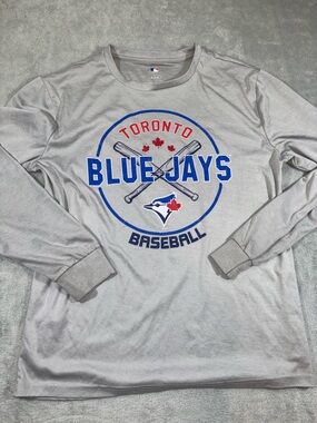 Toronto Blue Jays MLB Grey Graphic Long-Sleeve Shirt - Medium